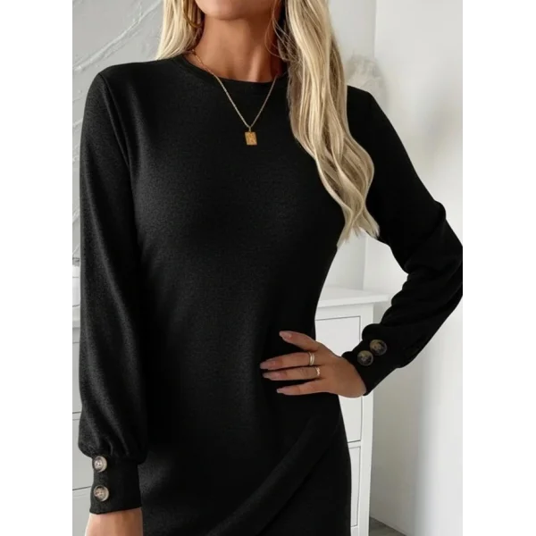 Kadın Uzun Kollu Bisiklet Yaka önden Asimetrik Kesim Detaylı Mini Yumoş Elbise