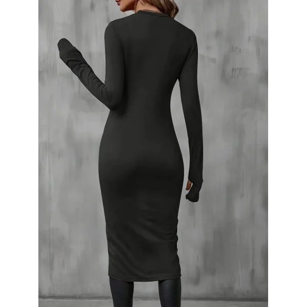 Kadın Uzun Kollu Bisiklet Yaka önden çapraz Kesim Detay Midi Viskon Bluz