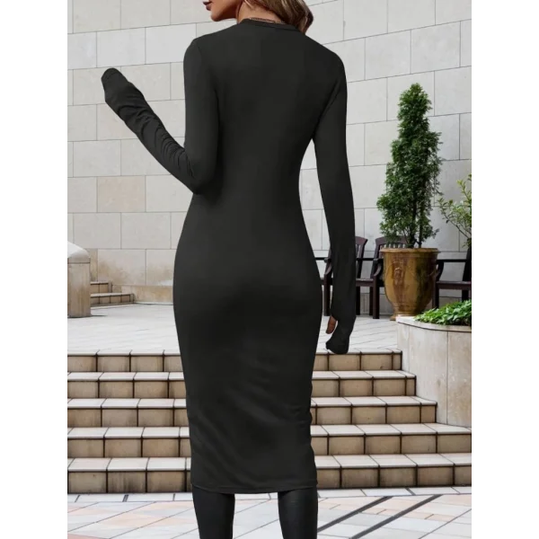 Kadın Uzun Kollu Bisiklet Yaka önden çapraz Kesim Detay Midi Viskon Bluz