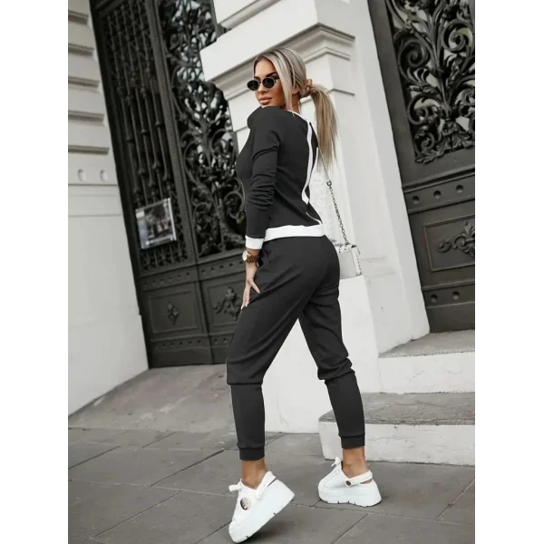 Kadın Uzun Kollu Bisiklet Yaka önden Düğmeli şardonlu Kaşkorse Bluz Ve Pantolon Ikili Takım