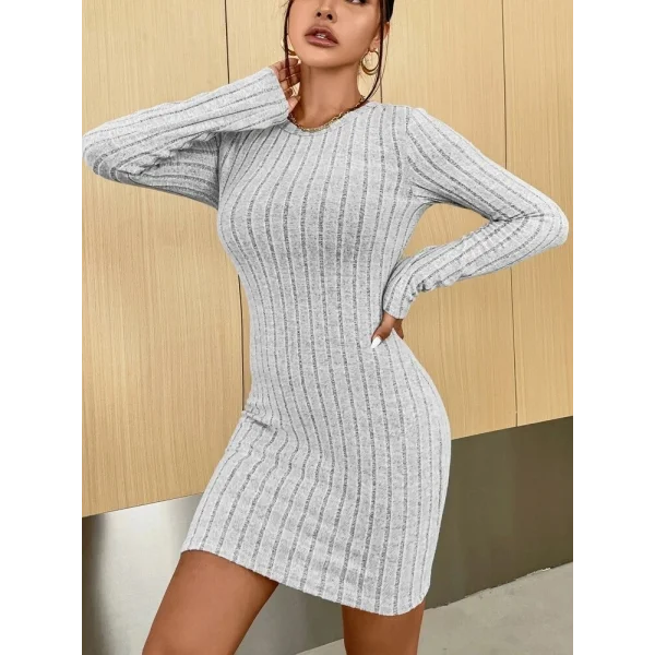 Kadın Uzun Kollu Bisiklet Yaka şardonlu Kalın Fitilli Kaşkorse Mini Boy Elbise