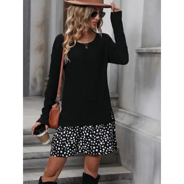 Kadın Uzun Kollu Bisiklet Yaka şardonlu Kaşkorse Bluz Ve Süprem Etek