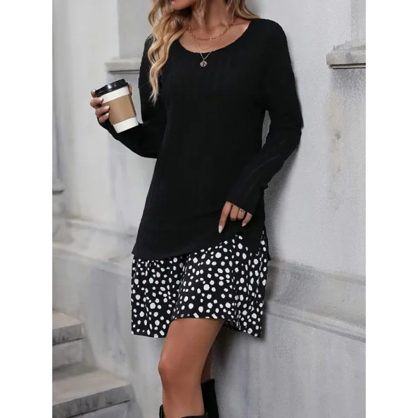 Kadın Uzun Kollu Bisiklet Yaka şardonlu Kaşkorse Bluz Ve Süprem Etek