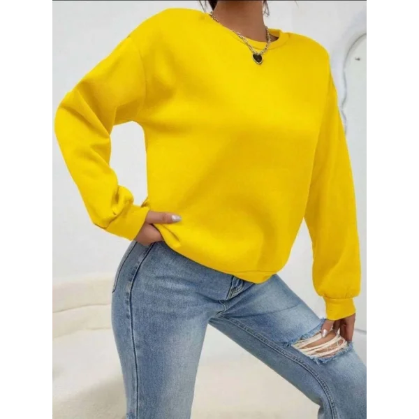 Kadın Uzun Kollu Bisiklet Yaka şardonlu üç Iplik Kumaş Sweat