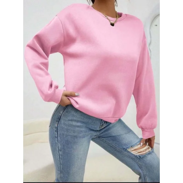 Kadın Uzun Kollu Bisiklet Yaka şardonlu üç Iplik Kumaş Sweat