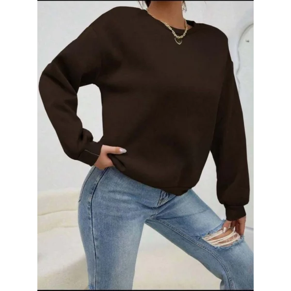 Kadın Uzun Kollu Bisiklet Yaka şardonlu üç Iplik Kumaş Sweat