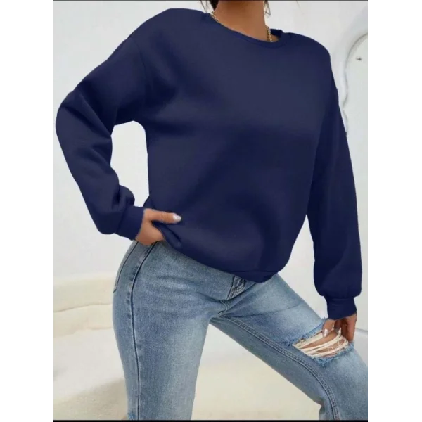 Kadın Uzun Kollu Bisiklet Yaka şardonlu üç Iplik Kumaş Sweat