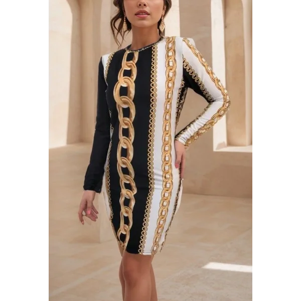 Kadın Uzun Kollu Bisiklet Yaka Scuba Midi Boy Elbise