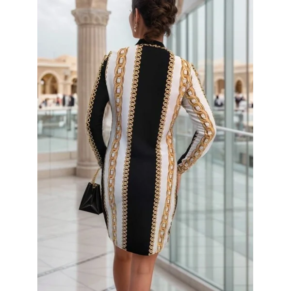 Kadın Uzun Kollu Bisiklet Yaka Scuba Midi Boy Elbise