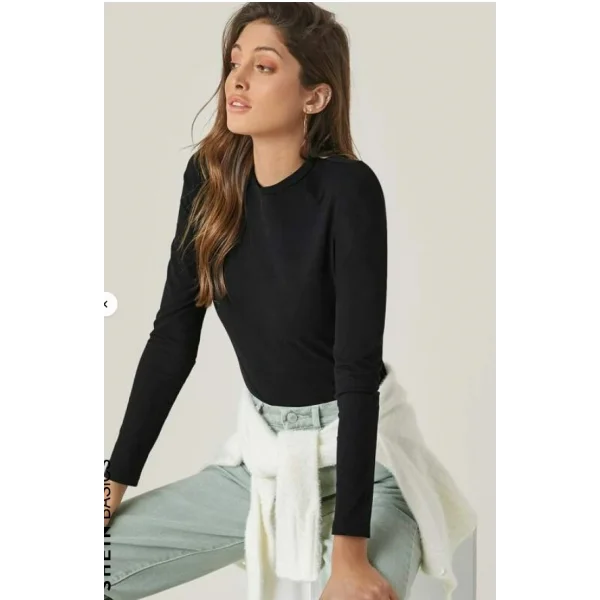 Kadın Uzun Kollu Bisiklet Yaka Süprem Bluz