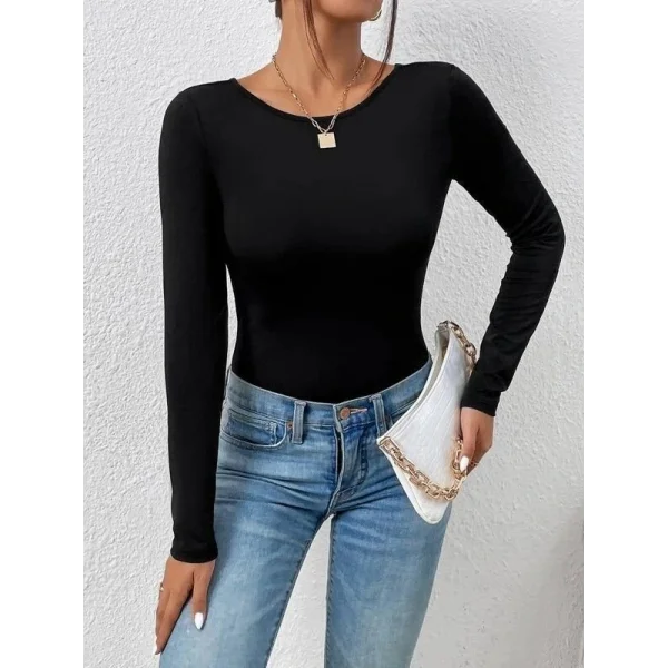 Kadın Uzun Kollu Bisiklet Yaka Süprem Bluz