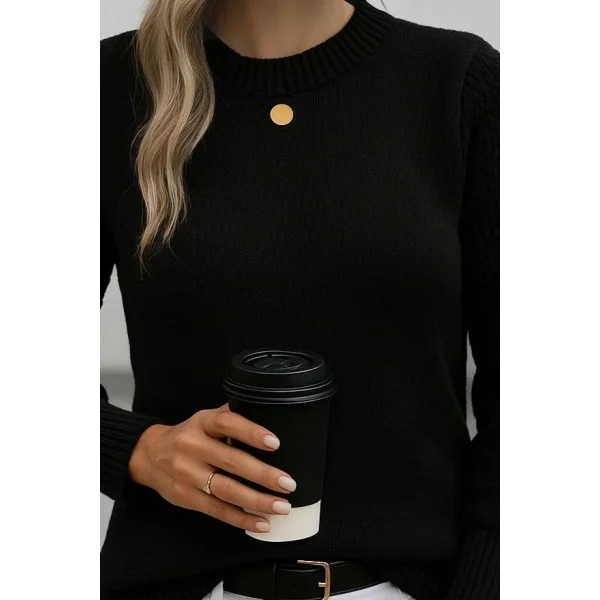 Kadın Uzun Kollu Bisiklet Yaka Triko Bluz