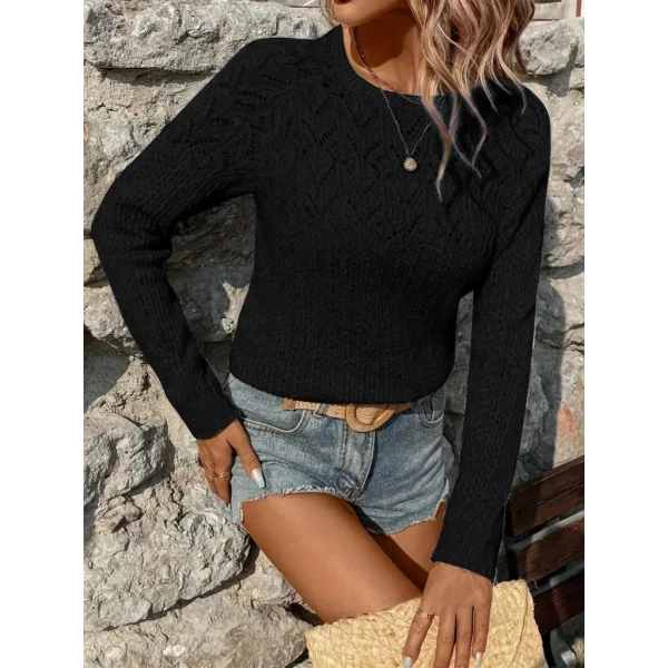 Kadın Uzun Kollu Bisiklet Yaka Triko Bluz