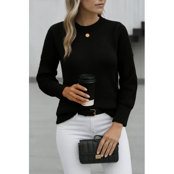 Kadın Uzun Kollu Bisiklet Yaka Triko Bluz