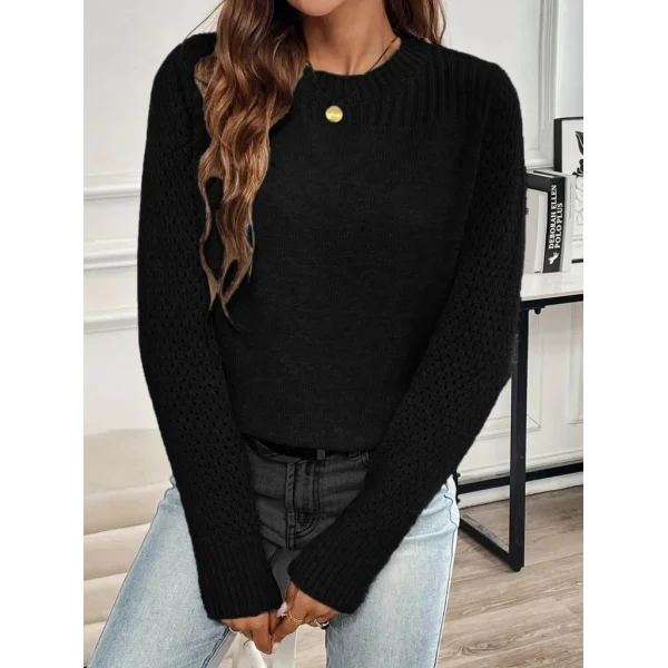 Kadın Uzun Kollu Bisiklet Yaka Triko Bluz