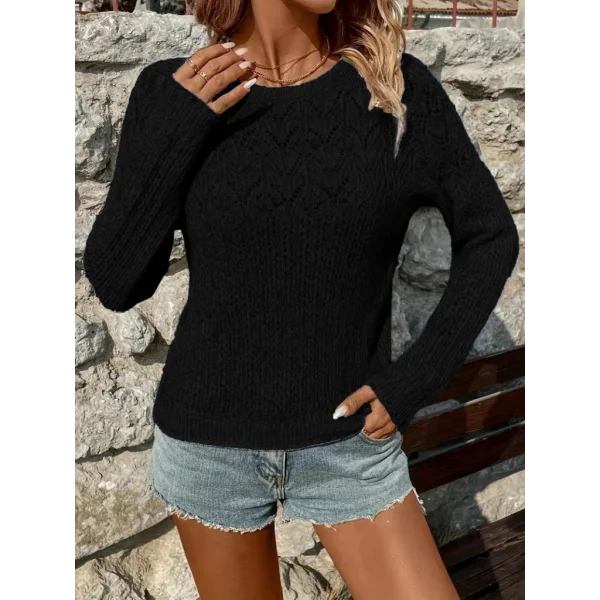 Kadın Uzun Kollu Bisiklet Yaka Triko Bluz