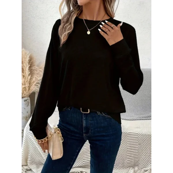 Kadın Uzun Kollu Bisiklet Yaka Viskon Bluz