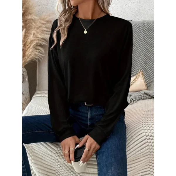 Kadın Uzun Kollu Bisiklet Yaka Viskon Bluz