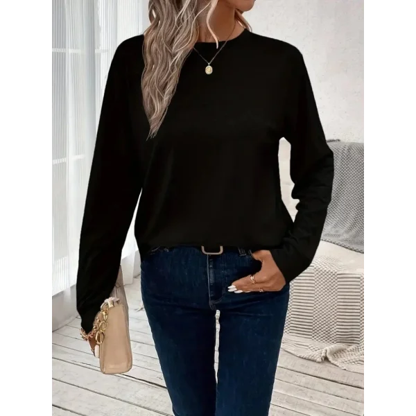 Kadın Uzun Kollu Bisiklet Yaka Viskon Bluz