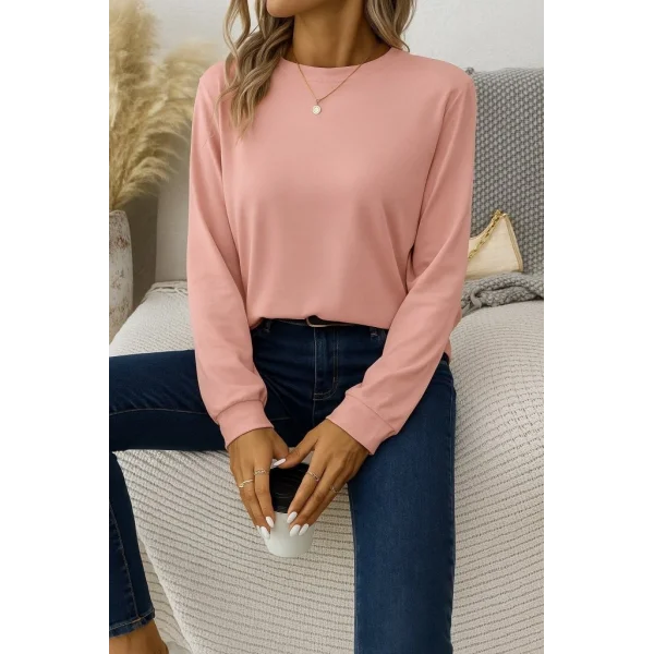 Kadın Uzun Kollu Bisiklet Yaka Viskon Bluz