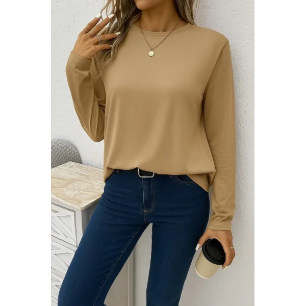 Kadın Uzun Kollu Bisiklet Yaka Viskon Bluz