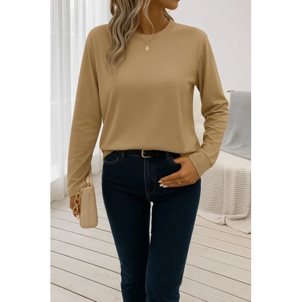 Kadın Uzun Kollu Bisiklet Yaka Viskon Bluz