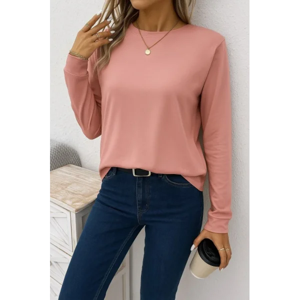 Kadın Uzun Kollu Bisiklet Yaka Viskon Bluz