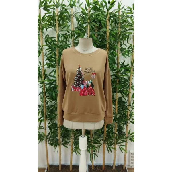 Kadın Uzun Kollu Bisiklet Yaka Viskon Iki Iplik Bluz