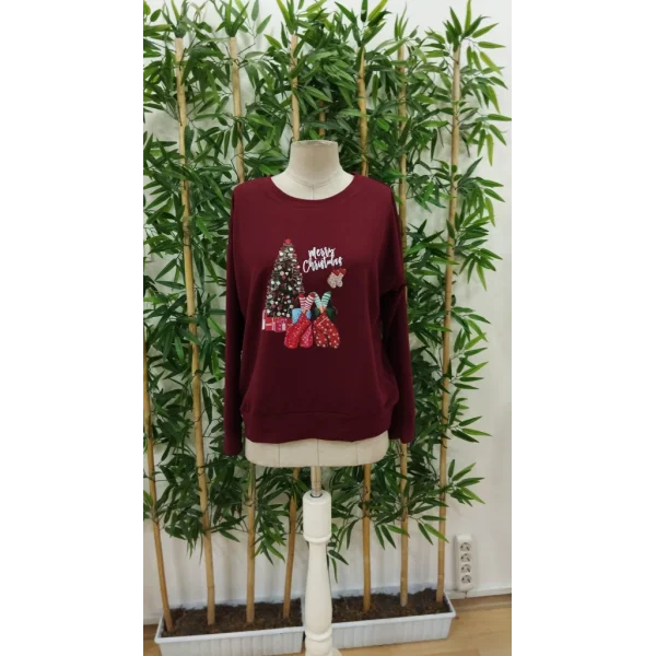 Kadın Uzun Kollu Bisiklet Yaka Viskon Iki Iplik Bluz