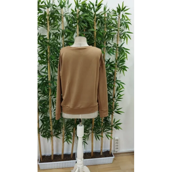 Kadın Uzun Kollu Bisiklet Yaka Viskon Iki Iplik Bluz