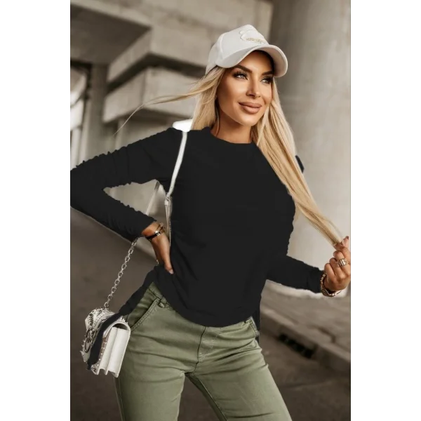 Kadın Uzun Kollu Bisiklet Yaka Yanları Ve Kolları Büzgülü Kadife Bluz