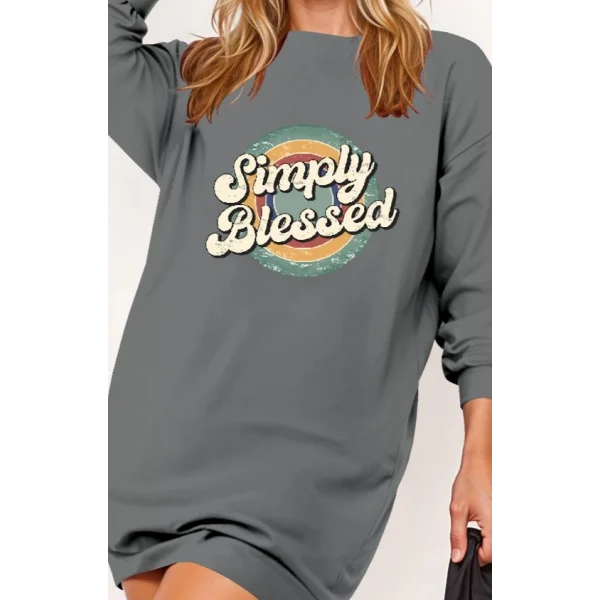 Kadın Uzun Kollu Bisiklet Yaka Yazılı Viskon Iki Iplik Elbise