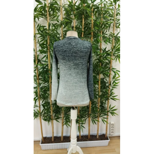 Kadın Uzun Kollu Bisiklet Yakalı Desenli Süprem Bluz