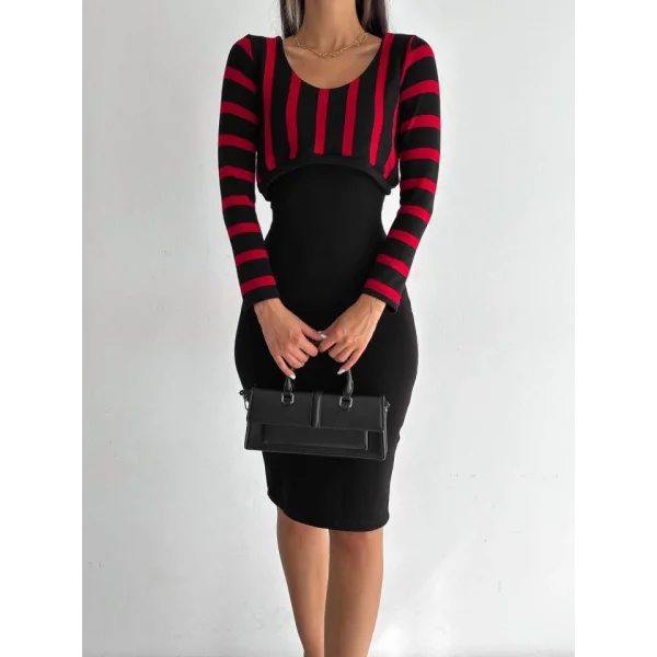 Kadın Uzun Kollu Büstiyer Ve Askılı ini Elbise Fırsat ürün Ikili Takım