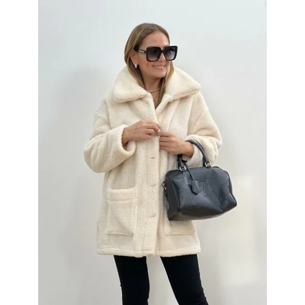 Kadın Uzun Kollu Cep Ve Düğme Detay Wellsof Kumaş Kaban