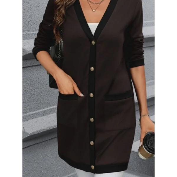 Kadın Uzun Kollu Cepli önden Düğmeli Uzun Modal Ceket