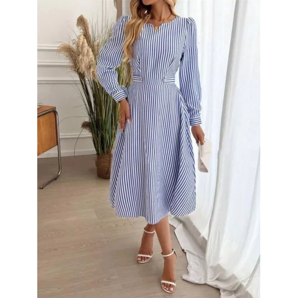 Kadın Uzun Kollu Cepli Trikoton Midi Elbise