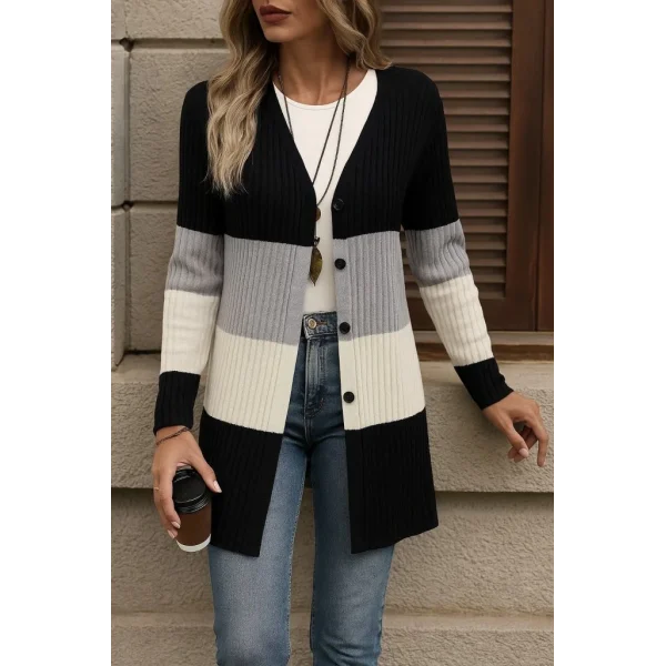 Kadın Uzun Kollu çok Renkli önden Düğmeli Uzun Ceket