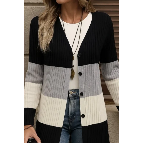 Kadın Uzun Kollu çok Renkli önden Düğmeli Uzun Ceket