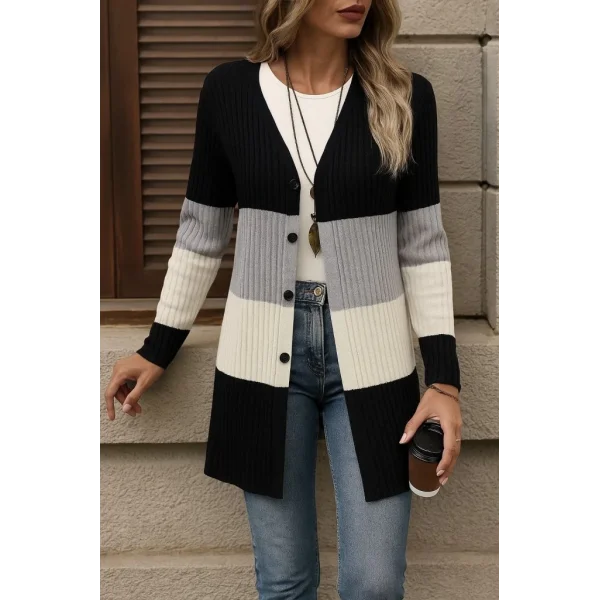 Kadın Uzun Kollu çok Renkli önden Düğmeli Uzun Ceket
