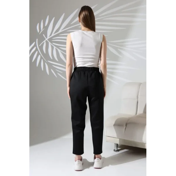 Kadın Uzun Kollu Dalıç Kumaş Cep Detay Beli Lastikli ütüsüz Pantolon