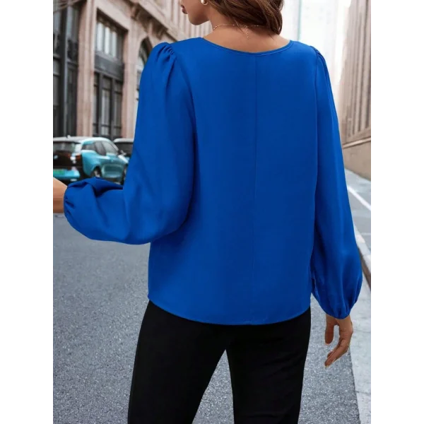 Kadın Uzun Kollu Damla Detaylı Ithal Krep Bluz