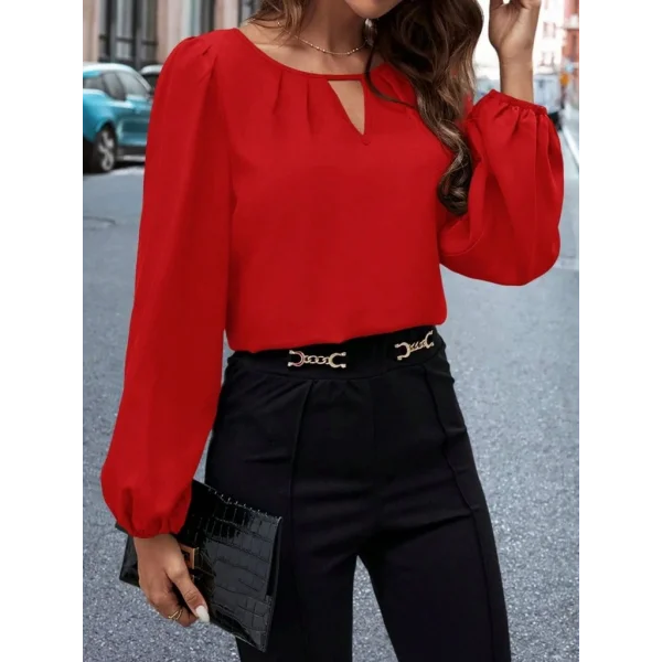 Kadın Uzun Kollu Damla Detaylı Ithal Krep Bluz