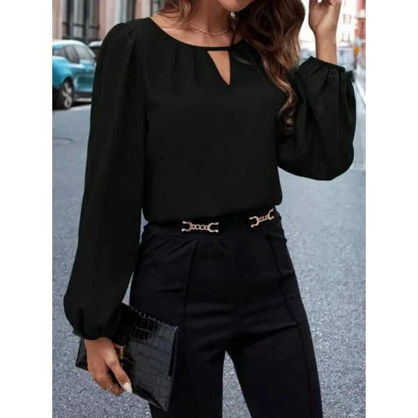 Kadın Uzun Kollu Damla Detaylı Ithal Krep Bluz