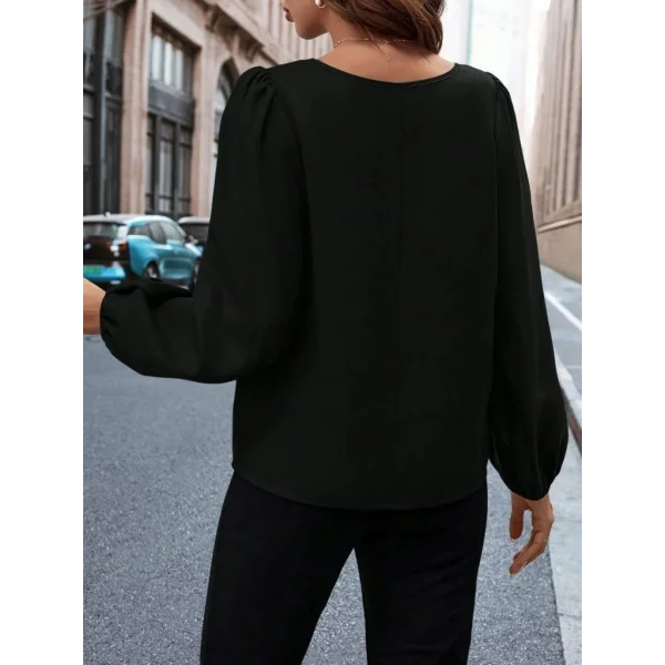 Kadın Uzun Kollu Damla Detaylı Ithal Krep Bluz