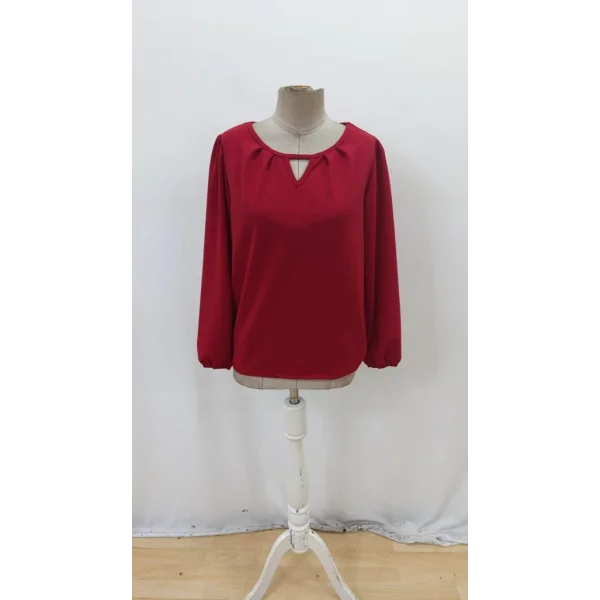 Kadın Uzun Kollu Damla Detaylı Ithal Krep Bluz