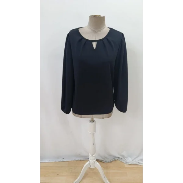 Kadın Uzun Kollu Damla Detaylı Ithal Krep Bluz