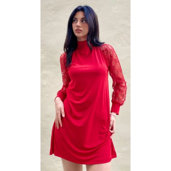 Kadın Uzun Kollu Damla Detaylı Sandy Mini Elbise