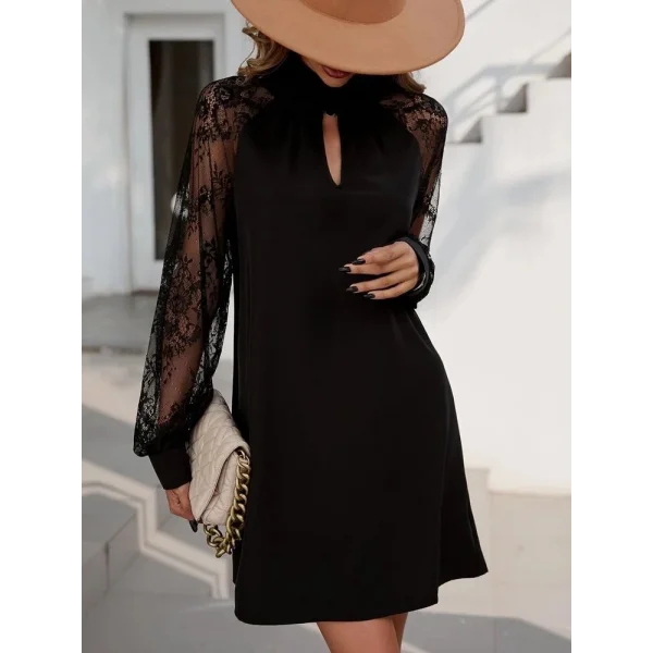 Kadın Uzun Kollu Damla Detaylı Sandy Mini Elbise