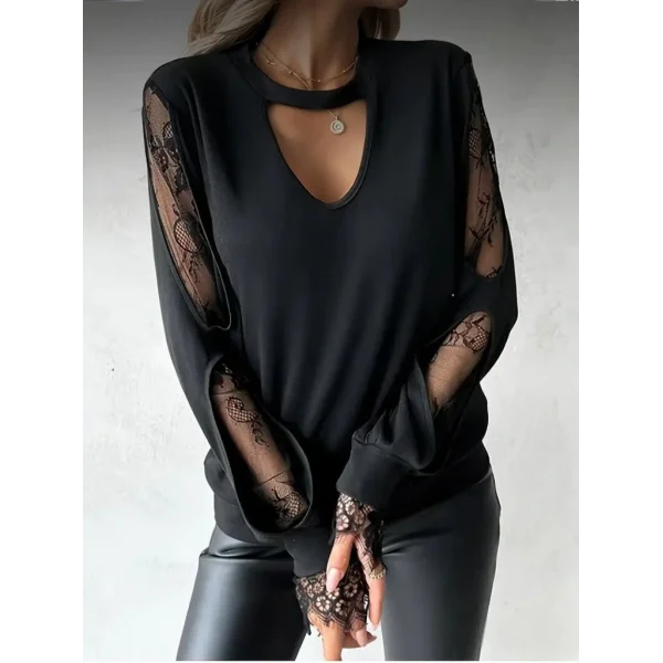 Kadın Uzun Kollu Damla Detaylı Viskon Iki Iplik Bluz